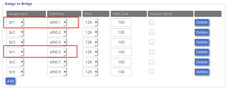 Access point bridge assignments