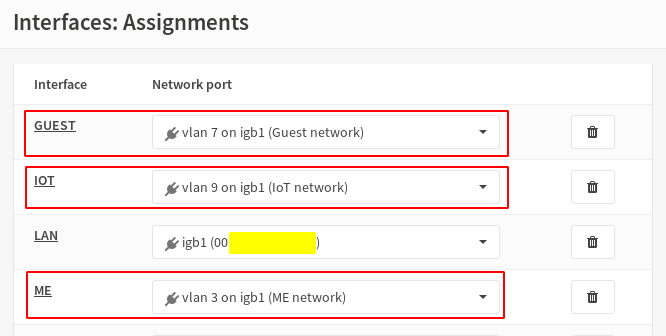 VLAN interfaces