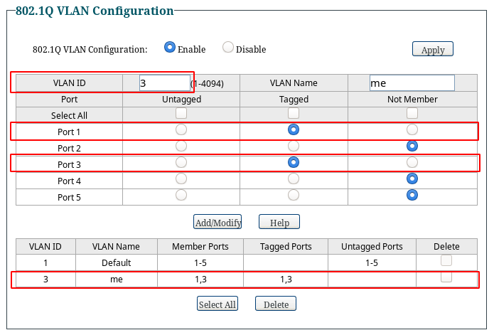 switch2 VLANs